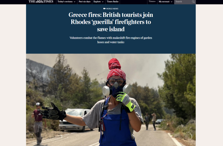 Times: Οι «αντάρτες» εθελοντές και οι βρετανοί τουρίστες που έδωσαν τη μάχη με τις πυρκαγιές στη Ρόδο