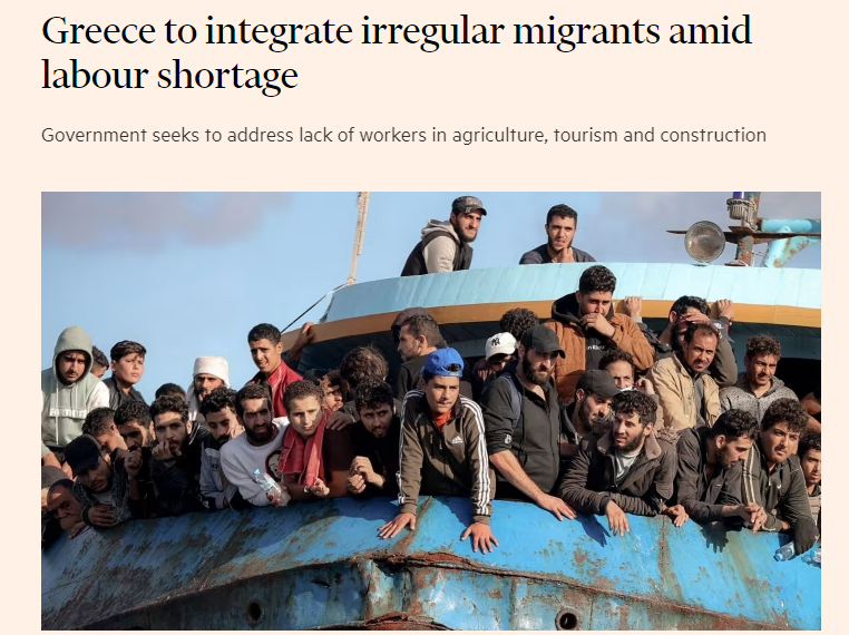 Financial Times: Η Ελλάδα σχεδιάζει να ενσωματώσει 300.000 μετανάστες λόγω έλλειψης εργατικών χεριών