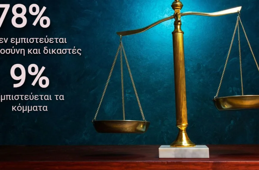 Έρευνα Public Issue: Οι πολίτες δεν εμπιστεύονται Δικαιοσύνη, Αστυνομία και Κόμματα