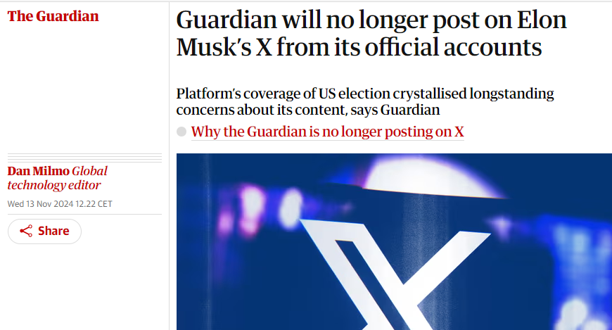 Ιστορική απόφαση του Guardian: Σταματάει τις αναρτήσεις στο X του…