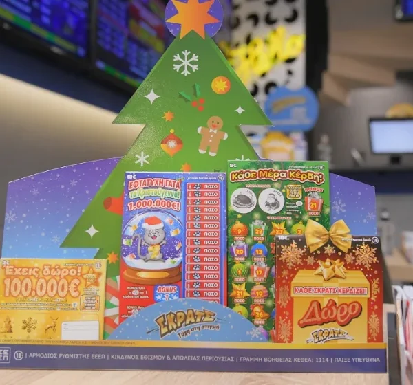 Κέρδη άνω των 8,8 εκατ. ευρώ μοίρασαν οι εορταστικοί λαχνοί του ΣΚΡΑΤΣ – Αναδείχθηκαν περισσότεροι από 996 χιλιάδες νικητές στα χριστουγεννιάτικα παιχνίδια