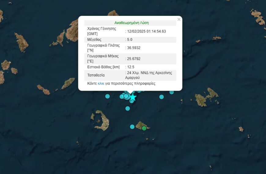 Νέα ισχυρή δόνηση 5 Ρίχτερ στις 03:14 μεταξύ Σαντορίνης και Αμοργού – Προβληματισμένοι οι επιστήμονες για την εξέλιξη