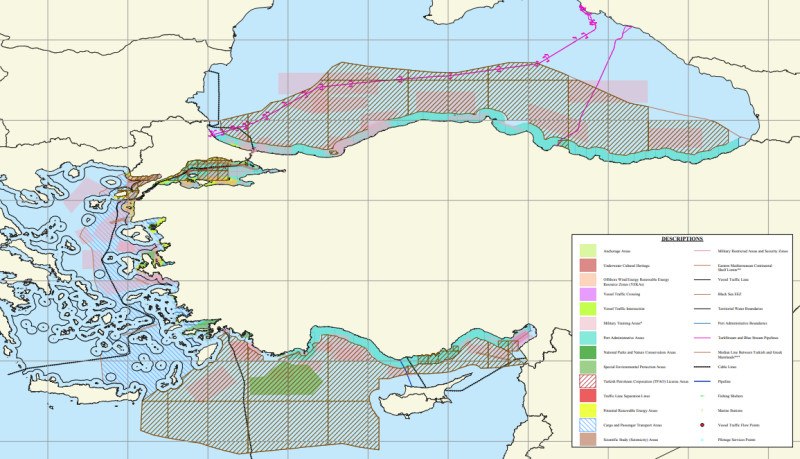 Η Τουρκία δημοσιοποίησε τον θαλάσσιο χωροταξικό σχεδιασμό της – Τι απαντά η Αθήνα